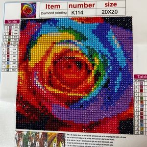 8”x8” Finished Rainbow Rose Diamond Painting